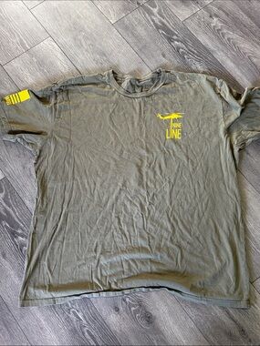 Nine Line Men’s Olive Green Short Sleeve Crew T-Shirt with Yellow Graphic